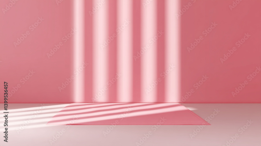 Poster pink background with light rays product display mockup presentation backdrop studio template render
