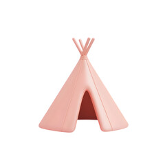 A light pink teepee-shaped playhouse for children.