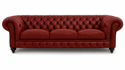 Obraz premium An isolated red sofa against a clear backdrop. Furniture concept for home décor