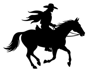 Cowboy Riding Horse Vector & SVG Silhouettes - Cowboy And Horse Icon Vector