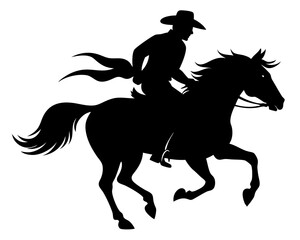 Cowboy Riding Horse Vector & SVG Silhouettes - Cowboy And Horse Icon Vector