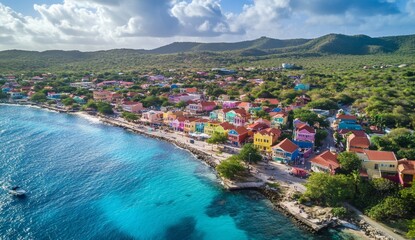Fototapeta premium Vibrant Caribbean Coastal Town
