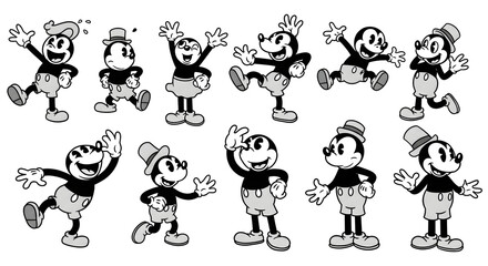 Obraz premium Classic Black and White Cartoon Characters
