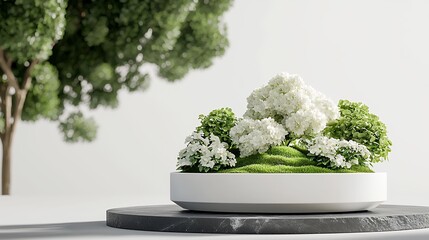 Minimalist White Flower Bonsai Arrangement
