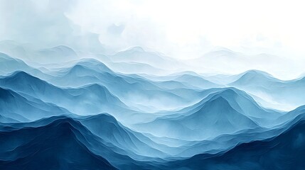 Misty Blue Mountain Range Landscape