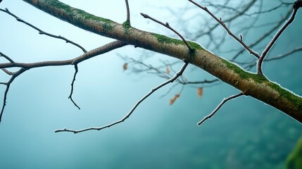 Misty Forest Branch in Pixelated Effect