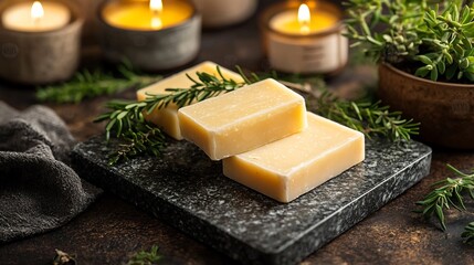 Natural Handmade Soap Bars with Rosemary.