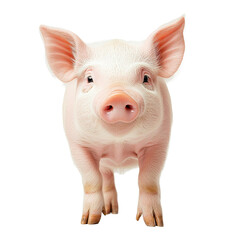 Adorable piglet standing on a clean transparent background, showcasing its playful and curious nature in a bright setting, Pig on transparent background
