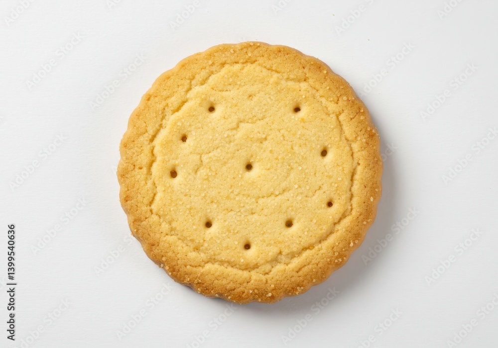 Aufkleber a single round cracker with small holes arranged in a circle on a white background studio shot close