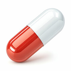 Pill capsule icon 3D rendering isolated on white background for medical and pharmaceutical visuals
