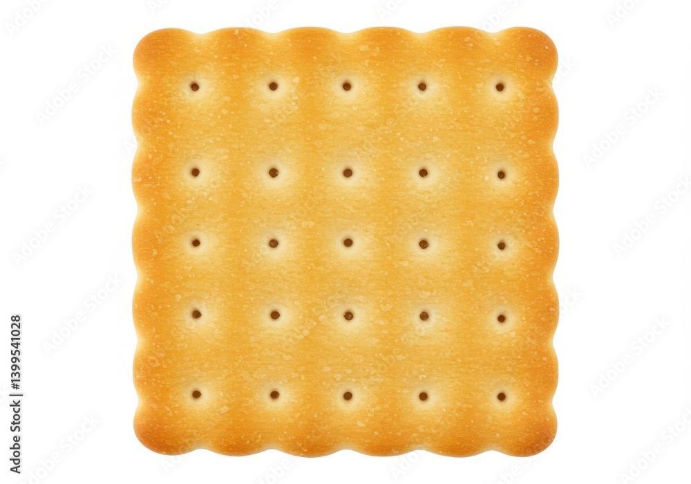Fototapete a single square cracker with small holes arranged in a grid pattern on a white background surface vi
