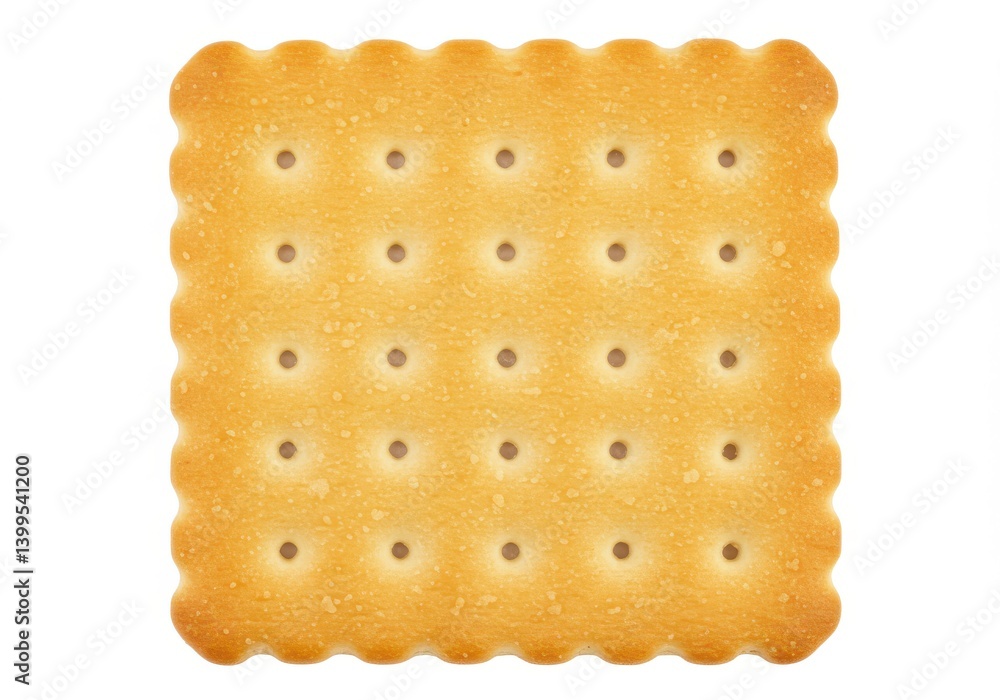Fototapete a single square cracker with small holes arranged in a grid pattern on a white background close up s