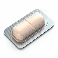 Rectangular Pill Icon 3D Illustration Isolated for Pharmaceutical Use
