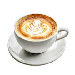A beautifully crafted cappuccino with latte art on a transparent background for coffee enthusiasts, A cup of cappuccino over transparent background