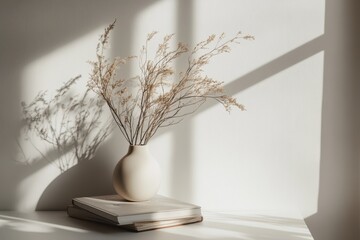 Dried grasses in vase, sunlight