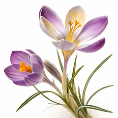Fototapeta premium Crocus 3D rendered flower elegantly isolated on a white background with vivid purple hues and intricate textures 