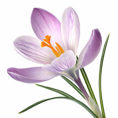 Naklejka premium Crocus 3D rendered flower elegantly isolated on a white background with vivid purple hues and intricate textures 