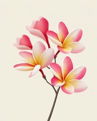 Fototapeta premium Plumeria flower watercolor style background A beautiful arrangement of pink and white flowers showcasing vibrant colors and intricate details.