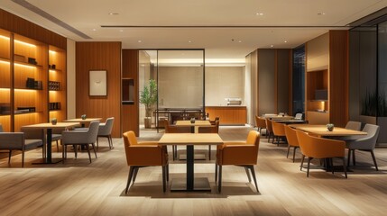 Fototapeta premium Serene dining space with modern ambiance and minimalist design elements for relaxation