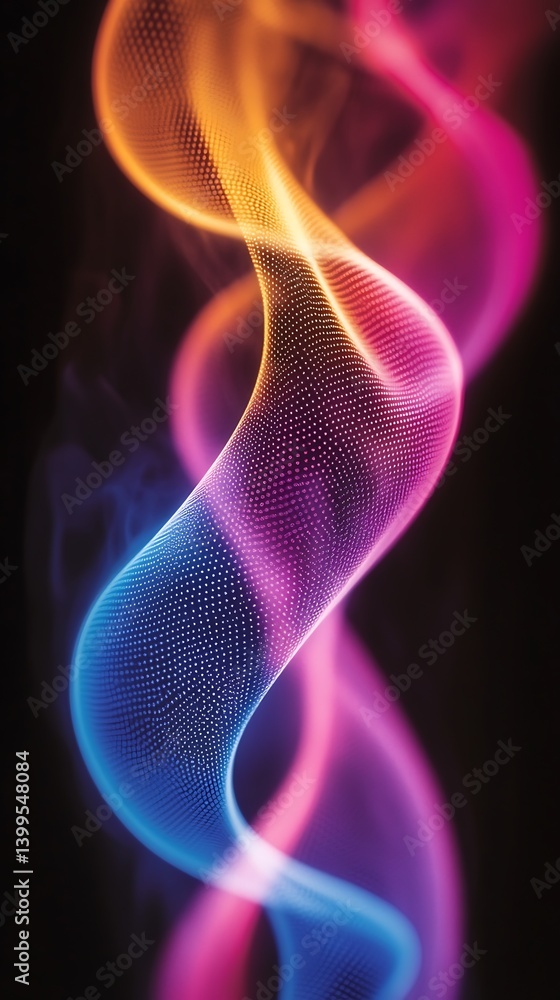 Poster abstract smoke swirl: a captivating display of vibrant, multi-colored smoke gracefully swirls agains