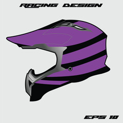 Purple racing helmet design with sleek lines and modern styling on a neutral background