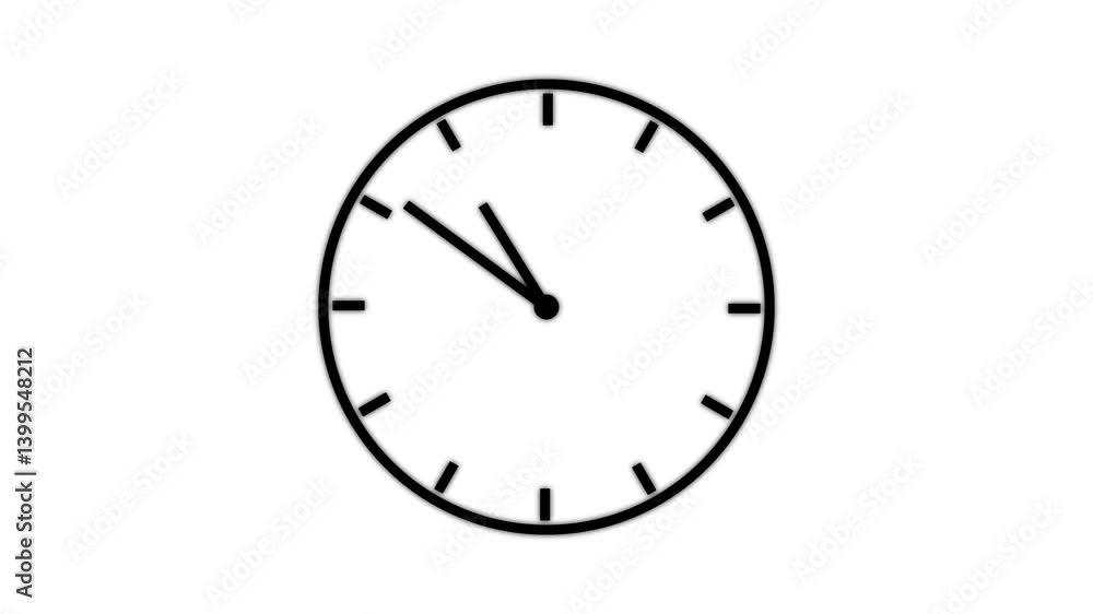 Poster time lapse of spinning clock animation in 12 hour. seamless motion animated footage. white colored w