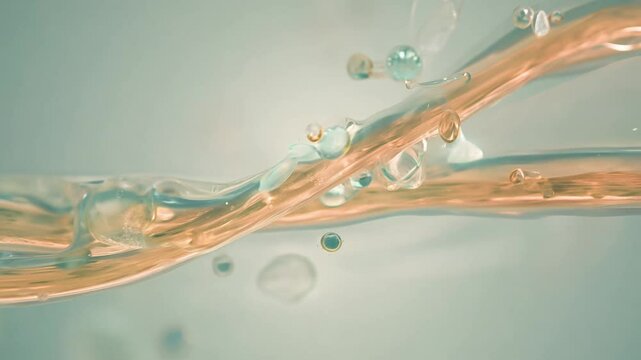 The camera handhelly pans to expose delicate coenzymes and nutrient clusters travelling through a venule, with soft contrasts