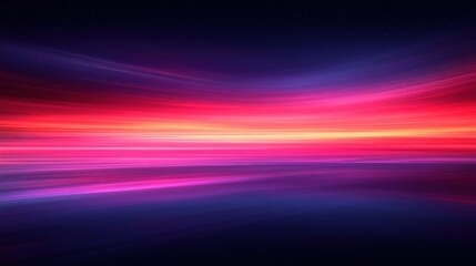 Abstract vibrant colorful horizontal lines horizon night sky