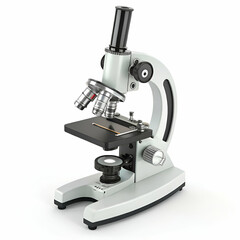 Microscope icon 3D rendering isolated on white background for scientific and medical research designs
