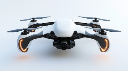 Futuristic white drone with camera.