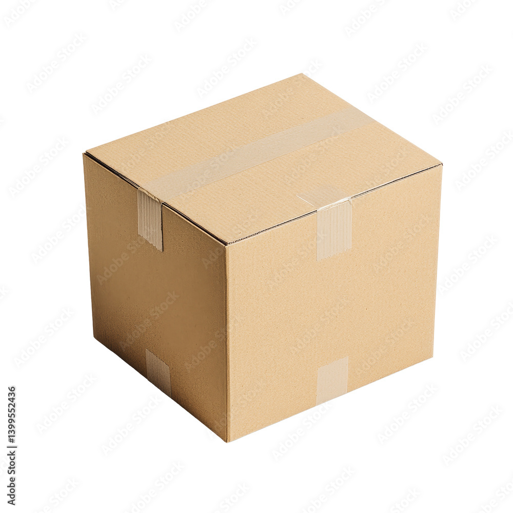 Poster cardboard box mockup isolated on transparent background for packaging and shipping design projects, 