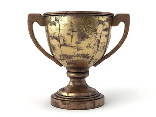 Golden Trophy: A striking, aged golden trophy stands in splendid isolation, its textured surface hinting at past victories, rendered with detailed precision and timeless appeal.