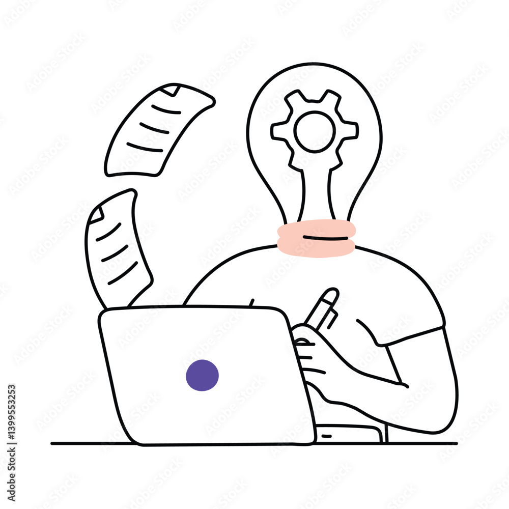 Poster brainstorm session vector colored minimal illustration. eps 10 file
