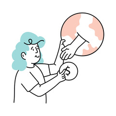 Business partnership vector colored minimal illustration. EPS 10 file  