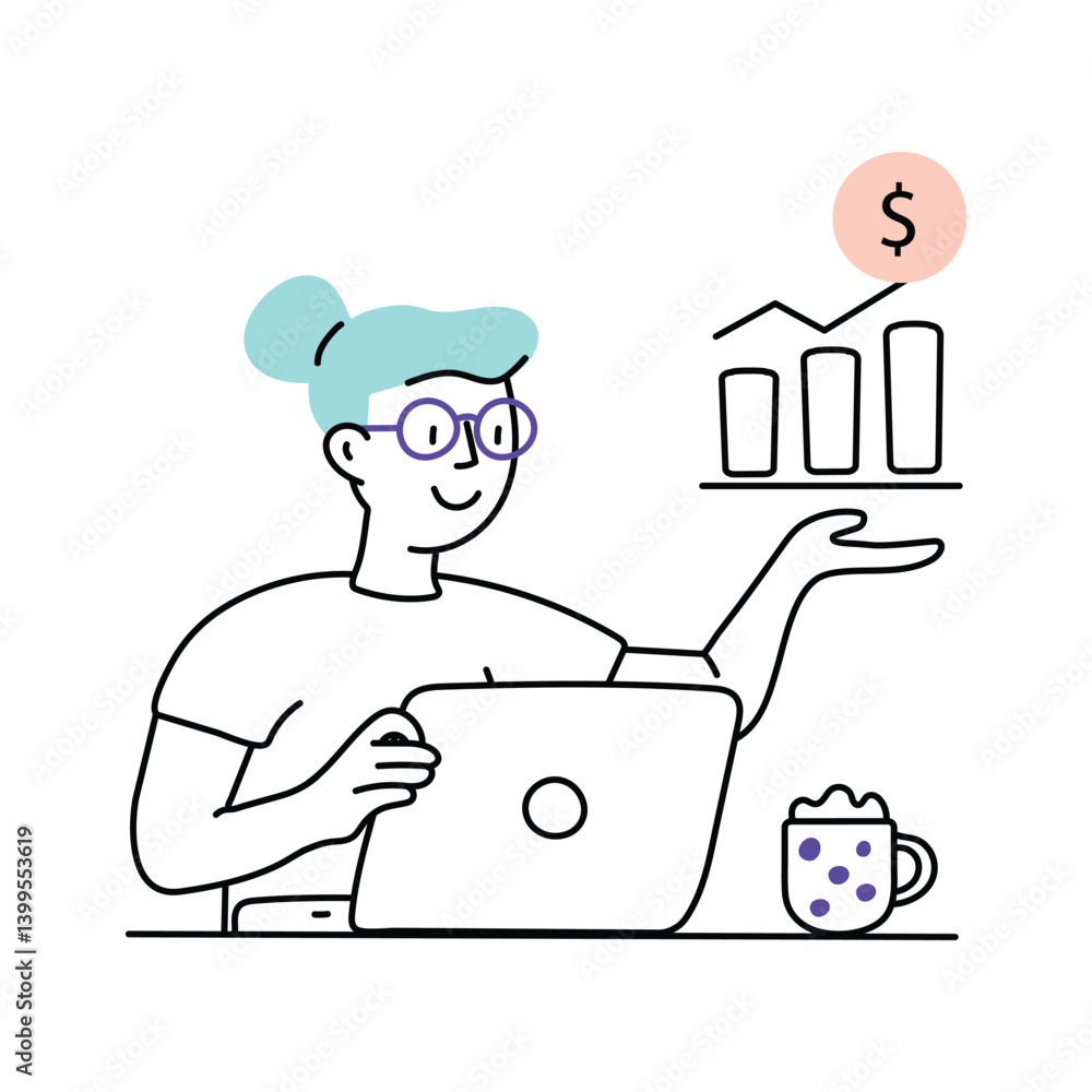 Poster scaling up vector colored minimal illustration. eps 10 file