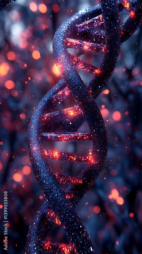 Poster dna double helix: a visually captivating 3d rendered image showcasing a detailed dna double helix st