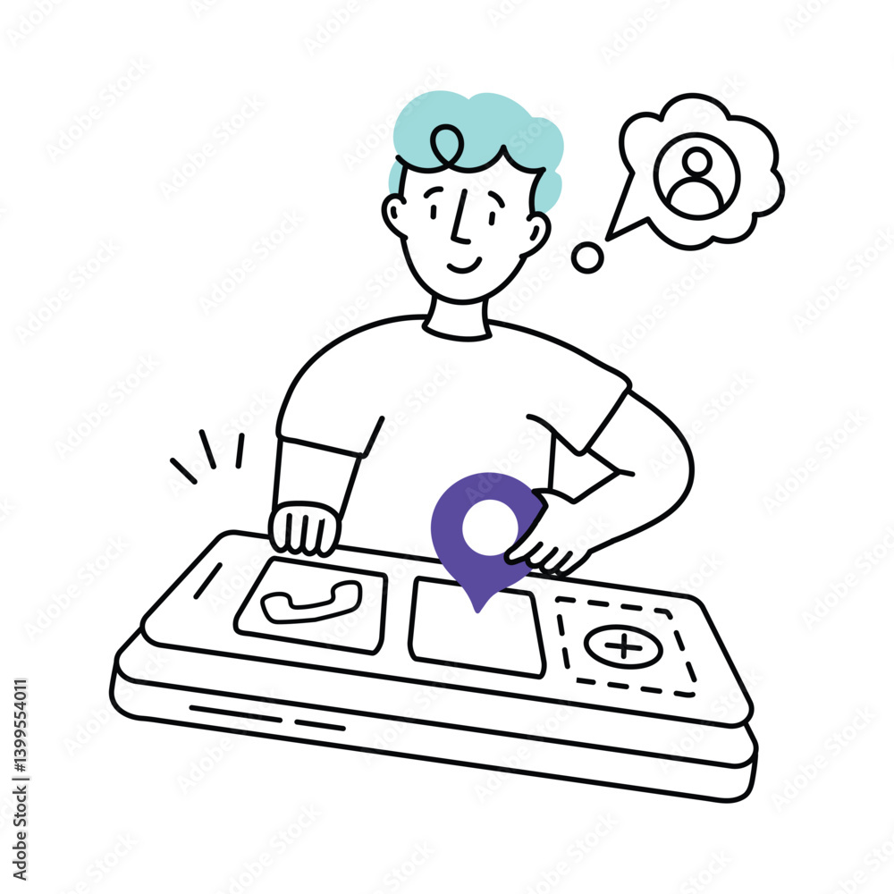 Poster mobile application vector colored minimal illustration. eps 10 file