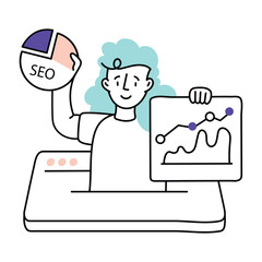 SEO Optimization vector colored minimal illustration. EPS 10 file