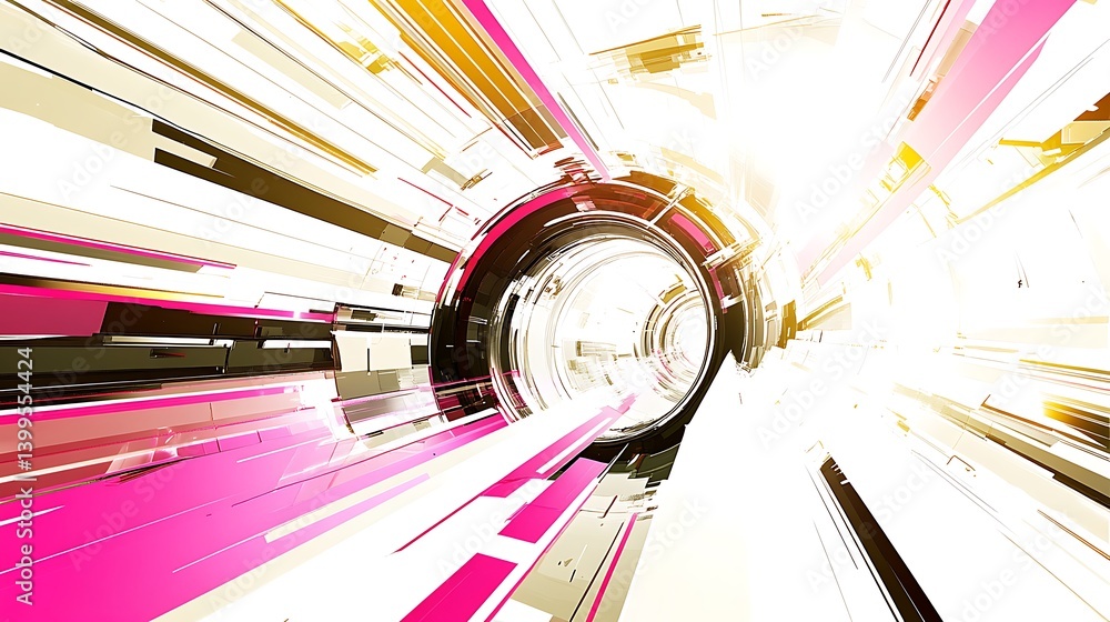 Poster abstract dynamic tunnel with vibrant colors and geometric shapes