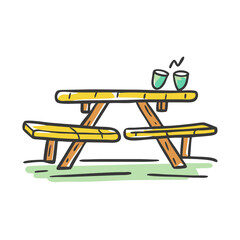 picnic table icon, picnic table vector illustration-simple illustration of picnic table, perfect for picnic table logos and icons