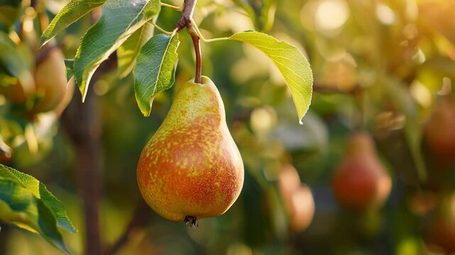 A pear on a branch