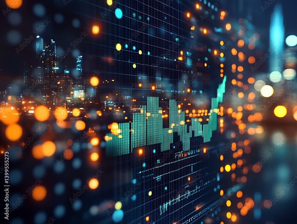 Poster digital finance rise: an intriguing graphic portraying the dynamic trajectory of financial markets a