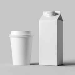 Blank Coffee Cup and Juice Box Mockup