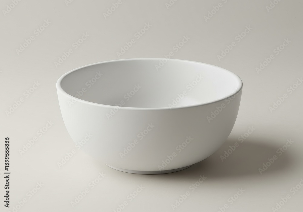 Aufkleber a simple white ceramic bowl centered on a plain surface with soft lighting and a subtle shadow caste