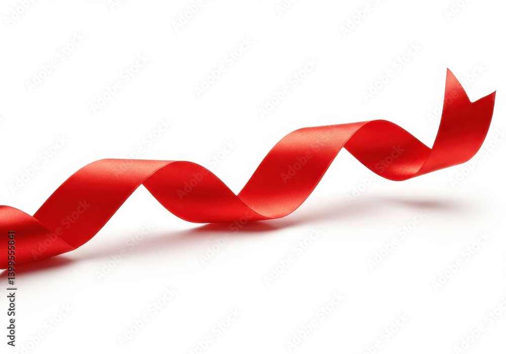 Poster a single red ribbon elegantly curves across a pristine white surface creating a simple yet festive l