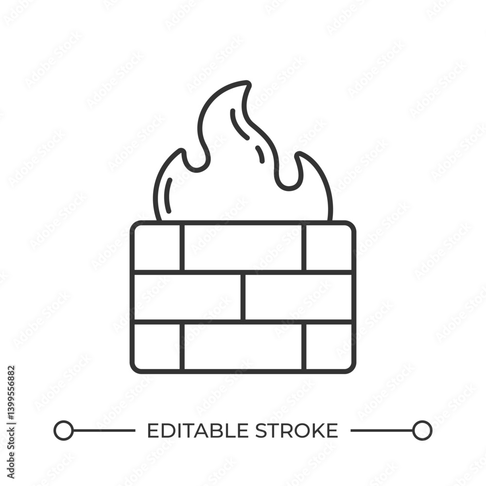 Poster firewall line icon. isolated vector illustration. network security system. monitor, filter and contr