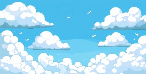 Fluffy clouds in a vibrant blue sky