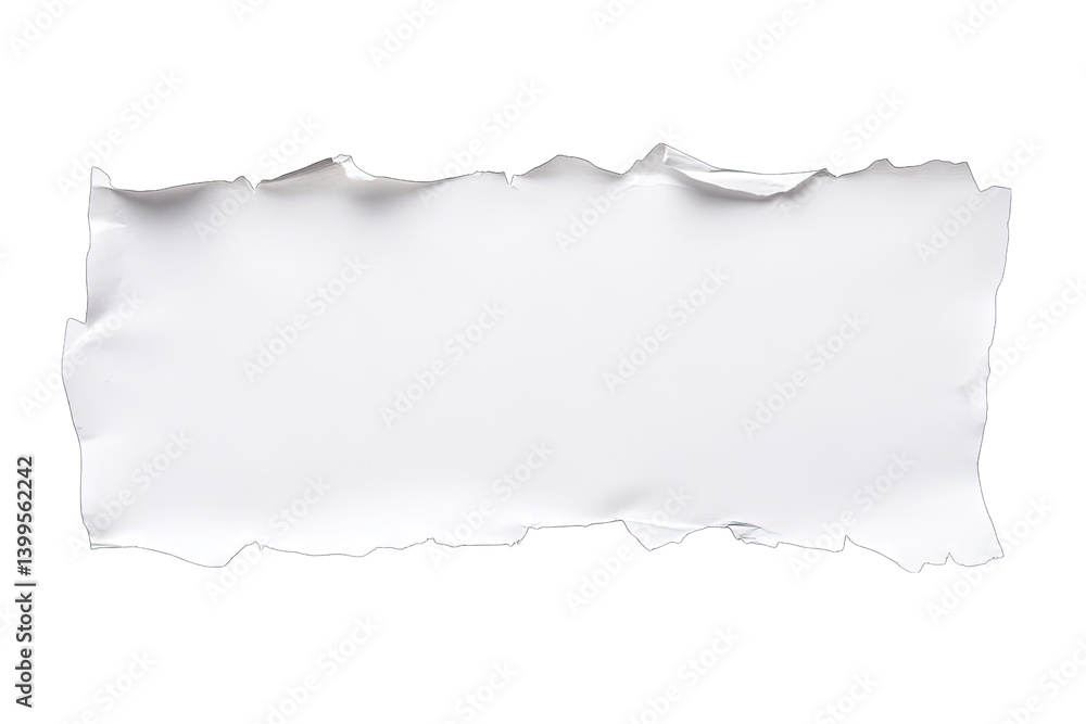 Poster a piece of torn white paper with jagged edges set against a plain background ideal for use as a blan