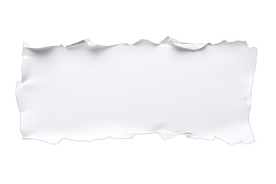 a piece of torn white paper with jagged edges set against a plain background ideal for use as a blank canvas for text or design elements