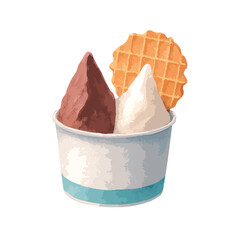水彩で描いたジェラートのイラスト